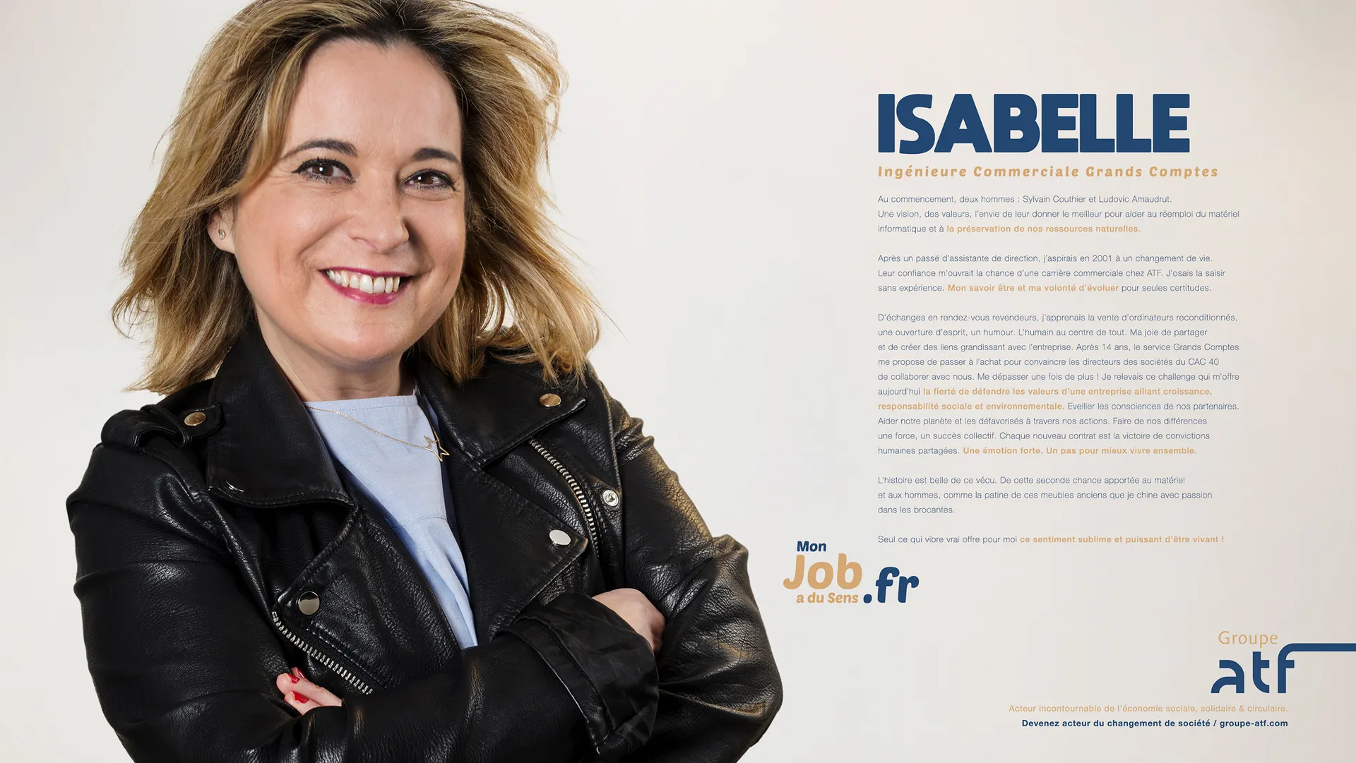 portrait d'Isabelle sur une affiche publicitaire ATF